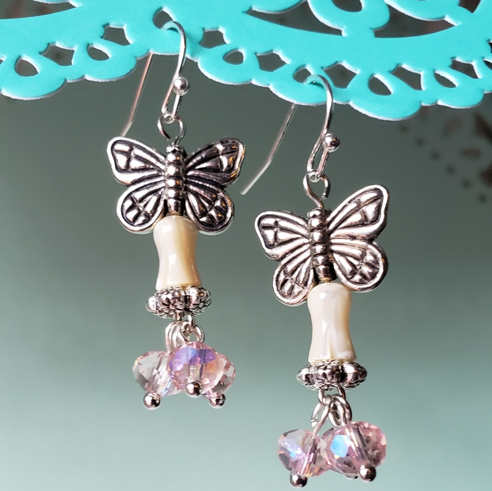 Pink Butterfly Handcrafted Earrings